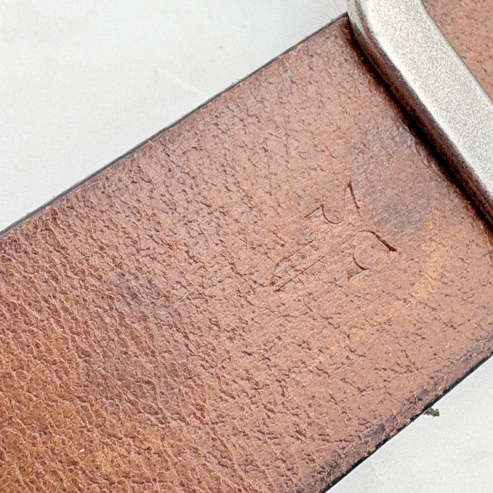 Frye Leather Belt Women 32 Medium Brown Silver Buckle Grommet Star Boho Y2K FLAW
